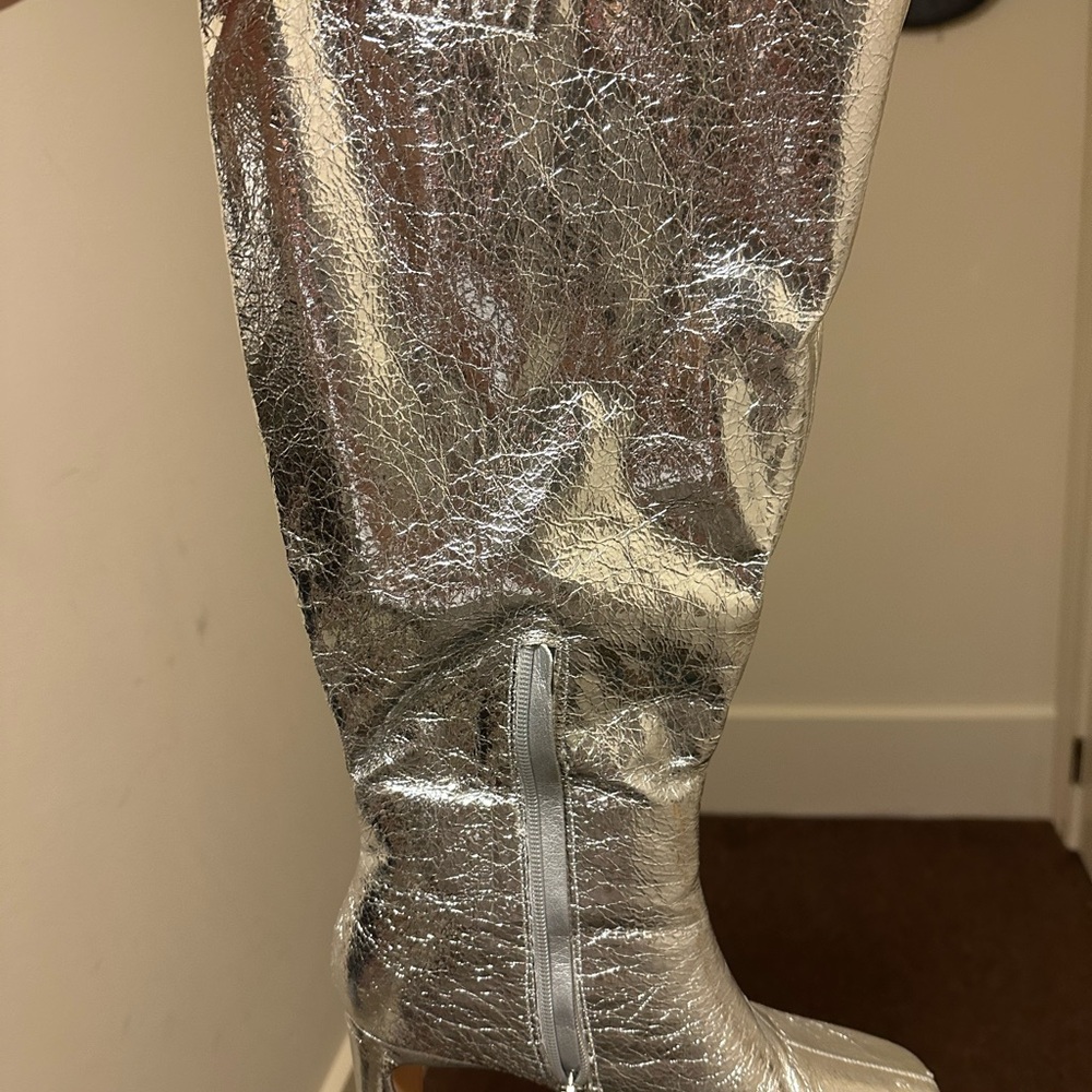 Silver Knee-High Boots - Picture 3 of 3